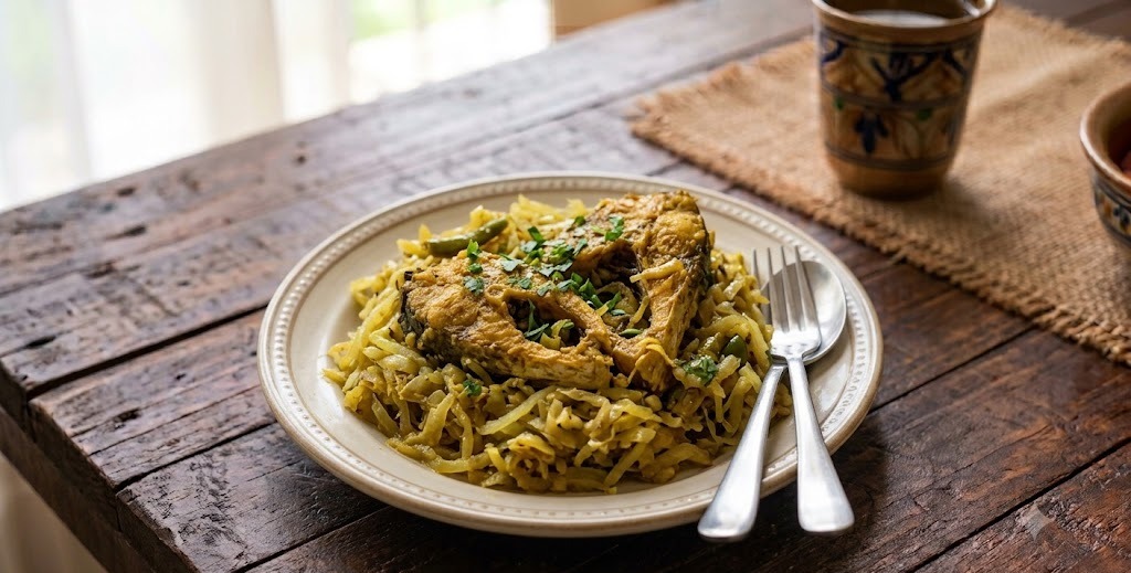 Chalkumro Ghonto with Ilish Macher Matha